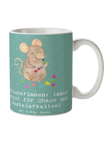Mr. & Mrs. Panda Kaffeetasse Erzieherin Chaos mit Spruch in Meeresbrise