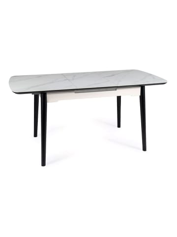Feldmann-Wohnen Esstisch Apollo Marmor Weiß / Schwarz 120-160 / 80 / 76cm