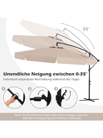 COSTWAY Sonnenschirm 300 cm, inkl. Schutzhülle in Beige