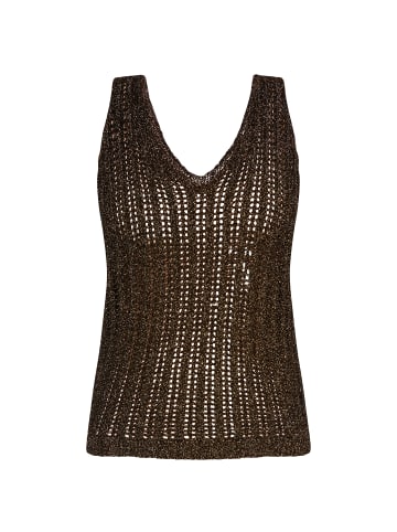 faina Damen Stricktop Mit Effektgarn in Schwarz Gold