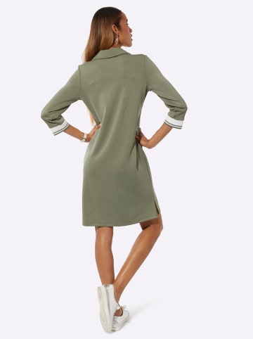creation L Modal-Mix-Kleid in khaki-weiß