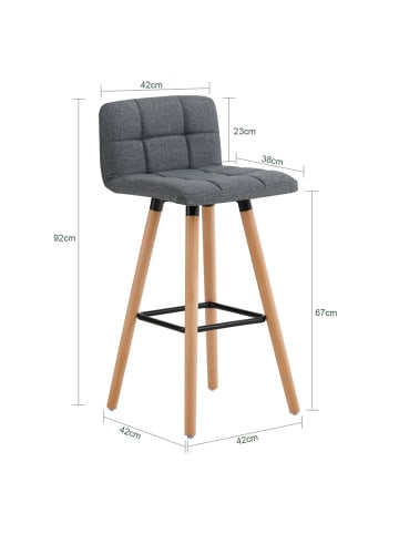 SoBuy Barhocker in Anthrazit - (W) 44 x (H) 92 x (L) 69.2 cm