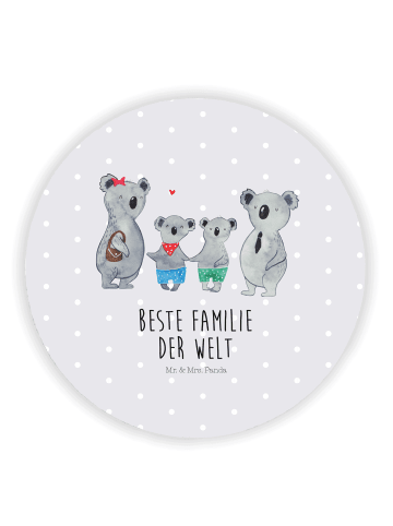 Mr. & Mrs. Panda Rund Magnet Koala Familie zwei mit Spruch in Grau Pastell