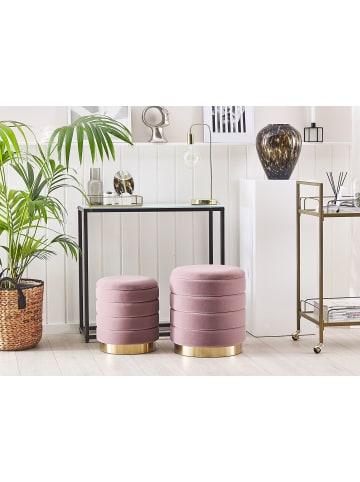 Beliani 2er-Set Pouf GARLAND in Rosa/Gold