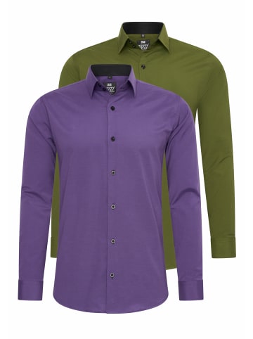 Rusty Neal 2er Set Business Hemd in 2erSet-(44_Lila)(44_Khaki)