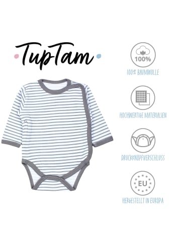 TupTam Baby Langarm Wickelbody im 5er Set in blau/grau