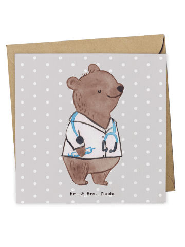 Mr. & Mrs. Panda Deluxe Karte Arzt Herz ohne Spruch in Grau Pastell