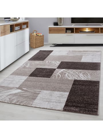 KADIMA DESIGN Teppich Handwäsche Kurzflor Abstrakte Karos Polypropylen Wohnzimmer in Braun