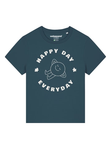 wat? Apparel T-Shirt Happy day everyday in Petrol