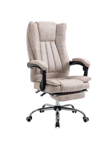 Vinsetto Bürostuhl-63B x 71T x 118H cm-Beige+Schwarz+Silber