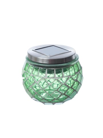 MARELIDA LED Solar Windlicht Mosaik Solarglas H: 9cm in grün