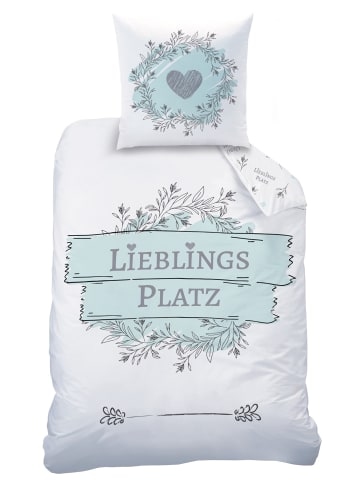 Matt & Rose Mädchen Bettwäsche-Set "LIEBLINGSPLATZ" in Weiß / Mint