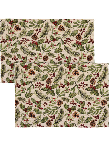 Erwin Müller Gewebt, Gobelin Tischset 2er-Pack in grün-rot