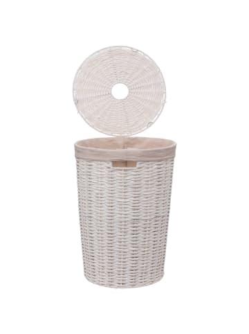 5five Simply Smart Wäschekorb, rund, 40 L in Weiß, (B) 32 x (H) 58 x (L) 32 cm