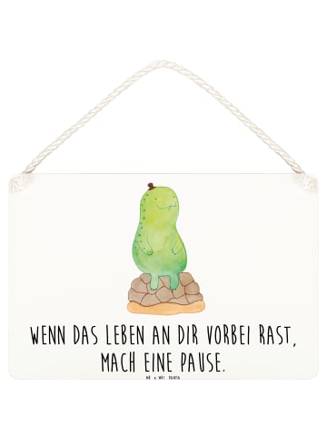 Mr. & Mrs. Panda Holzschild Schildkröte Pause mit Spruch in Weiß