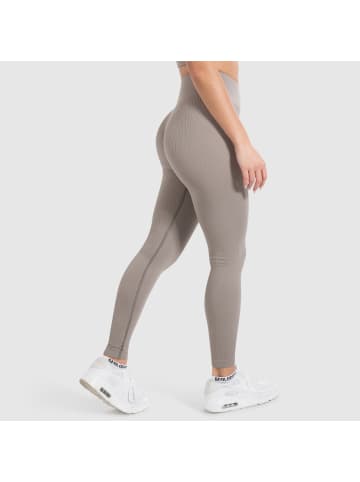 SMILODOX Kompression Leggings Amaze Ripp in Taupe