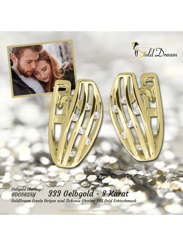 GoldDream Echtgold, 333er Gelbgold Damen Creolen Stripes Ohrring ca. 11mm ca. 12mm