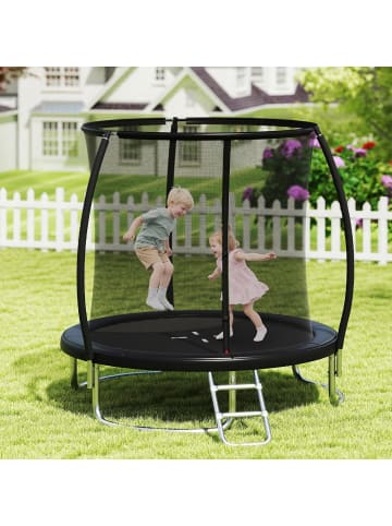 COSTWAY Ø244 cm Trampolin Outdoor mit Leiter in Schwarz