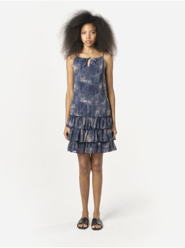 KOROSHI Halbtransparentes kurzes Neckholder-Kurzkleid in blau