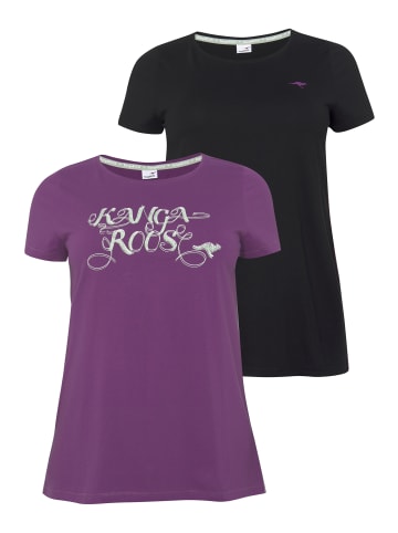Kangaroos Longshirt in lila, schwarz