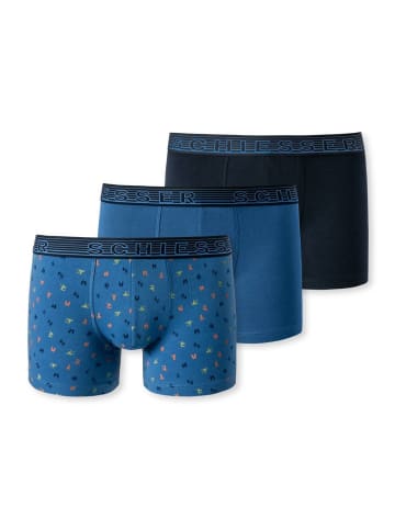 Schiesser Boxershort 3er Pack in Blau/Dunkelblau