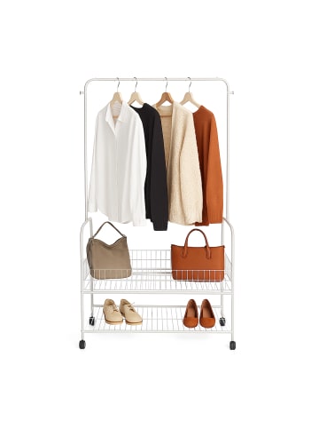 relaxdays Kleiderständer in Weiß - (B)90 x (H)165 x (T)30 cm