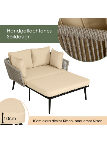 ABRIHOME Gartensofa in Khaki mit 2 Kissen und Polstern Abnehmbar Waschbar