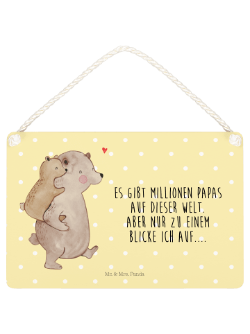 Mr. & Mrs. Panda Wandschild Papa Bär mit Spruch in Gelb Pastell