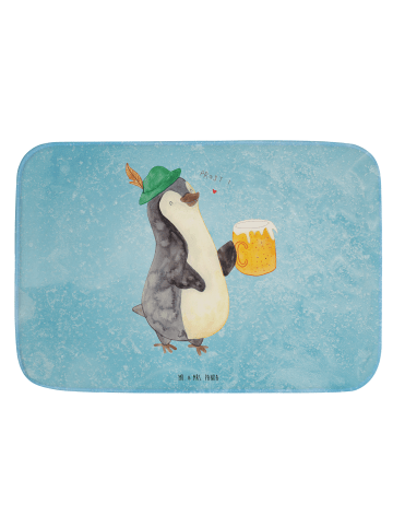 Mr. & Mrs. Panda Duschvorleger Pinguin Bier ohne Spruch in Eisblau