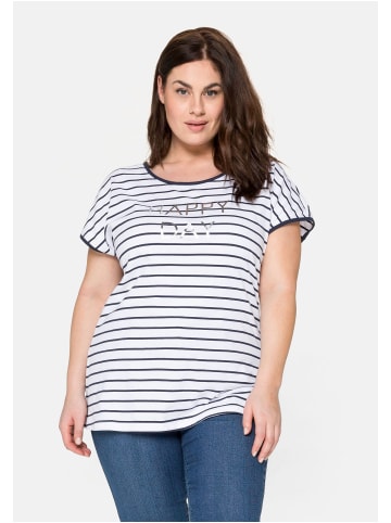 sheego T-Shirt in weiß-marine