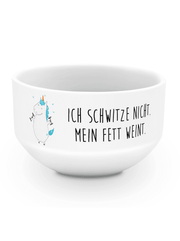 Mr. & Mrs. Panda salatschälchen Einhorn Fitness mit Spruch in Weiß