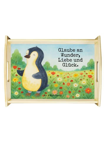 Mr. & Mrs. Panda Serviertablett Pinguin Marienkäfer Design mit S... in Weiß