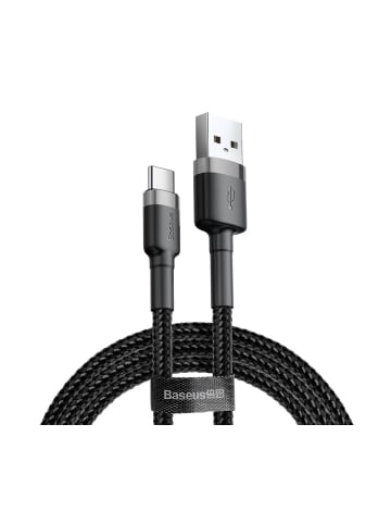 Baseus Strapazierfähiges Nylonkabel USB / USB-C QC3.0 2A 2M in Schwarz/Grau