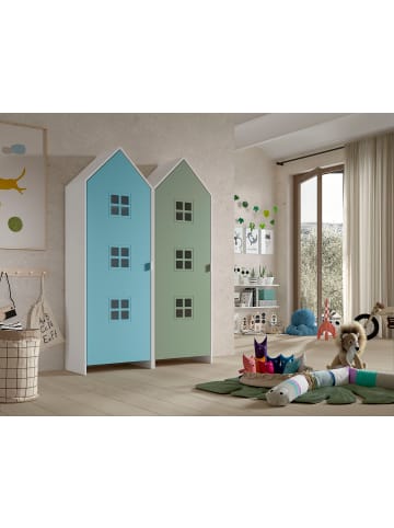 58 aufm Kessel REGALSCHRANK Set Kania 115x37x171 MDF Weiß /Bunt