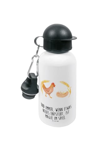 Mr. & Mrs. Panda Aluminium Trinkflasche Huhn Stolz mit Spruch in Weiß