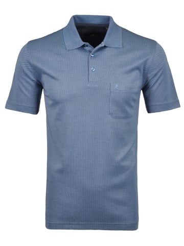 Ragman Poloshirt in Blau Fischkrätenmuster