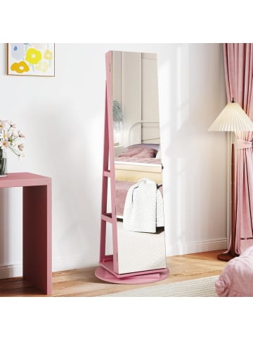 COSTWAY Schmuckschrank 3 in 1 drehbar in Rosa