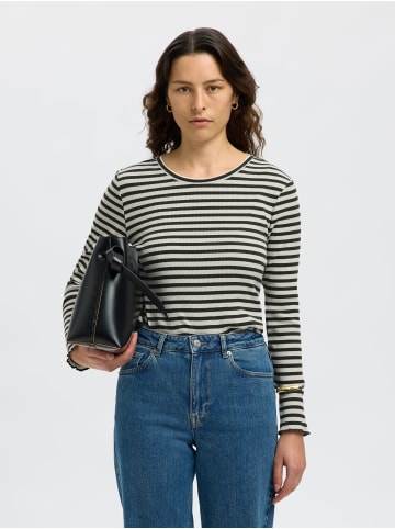 SELECTED FEMME Dünnes Basic Langarm Shirt SLFANNA in Dunkelgrün