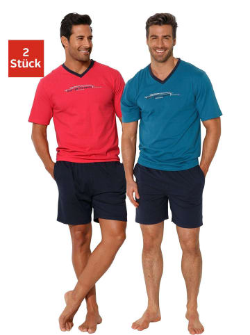 AUTHENTIC LE JOGGER Pyjama in petrol-navy, rot-navy