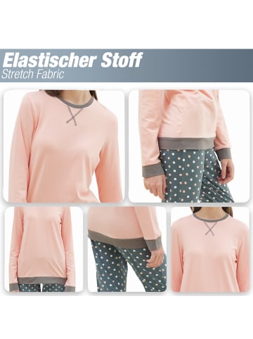 LOREZA Mädchen Schlafanzug zweiteilig Set Langarm - Basic Kariert 164-170