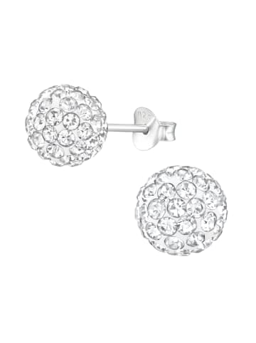 Alexander York Ohrstecker BALL KRISTALL 8 mm I weiß in 925 Sterling Silber, 2-tlg.