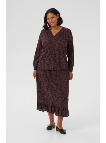 KAFFE curve Bluse langarm KCbella Regular fit in Fudge/Black Flower Print