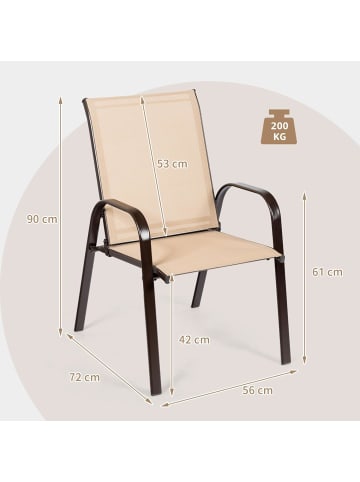 COSTWAY 2er Set Gartenstühle 56x72x90cm in Beige