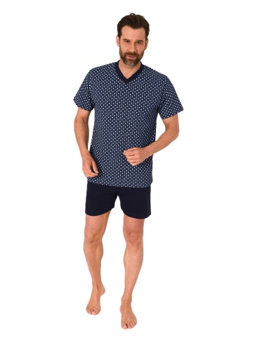 NORMANN kurzarm Schlafanzug Shorty Pyjama print - 77238 in navy