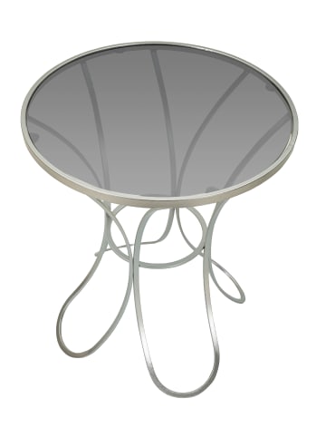 Mauro Ferretti Couchtisch aus silberfarbenem Metall, Ø 56 x 68 cm
