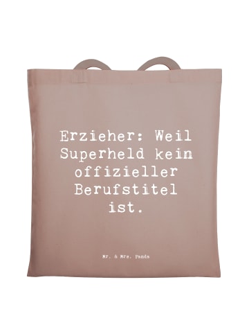 Mr. & Mrs. Panda Shopping Tasche Spruch Erzieher Superheld mit S... in Braun Pastell