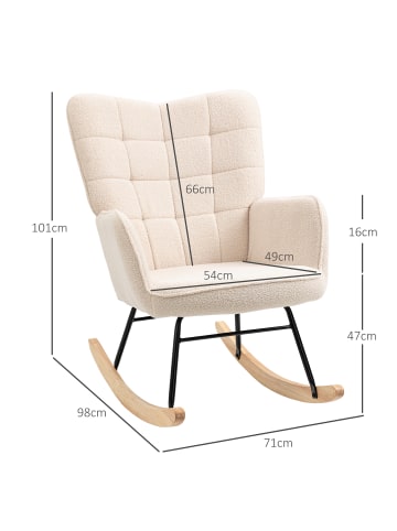 HOMCOM Schaukelstuhl-98T x 71B x 101H cm-Beige