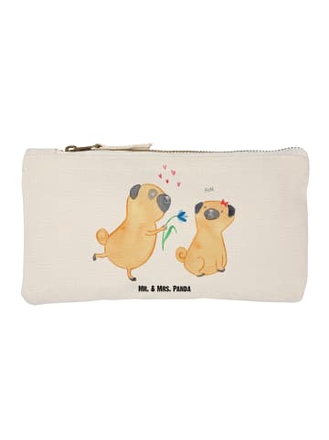 Mr. & Mrs. Panda Schminktasche Mops Verliebt ohne Spruch in Weiß