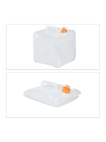 relaxdays 4 x Wasserkanister in Transparent/ Orange - 15 Liter