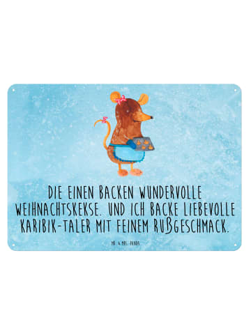 Mr. & Mrs. Panda Blechschild Maus Kekse mit Spruch in Eisblau